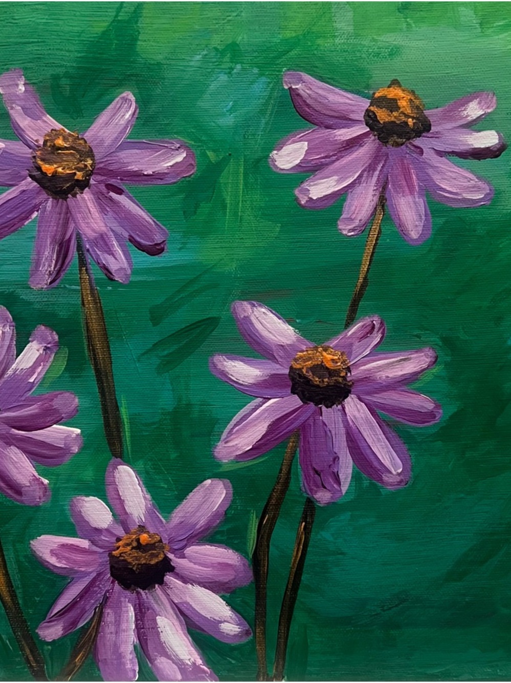 Purple Daisy Floral Wall Art Painting by